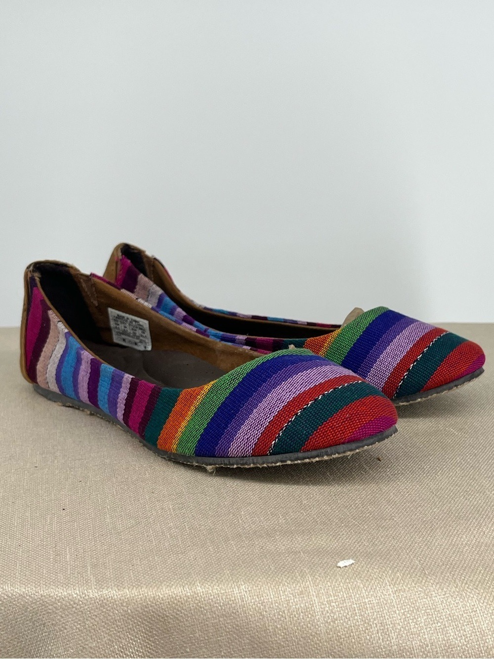 Reef Multicolor Striped Women’s Flats - Bright Rainbow Textile